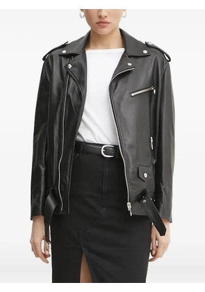Liviana Conti belted leather biker jacket - Black
