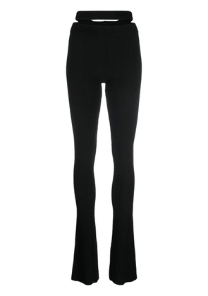 ANDREĀDAMO ribbed-knit flared trousers - Black