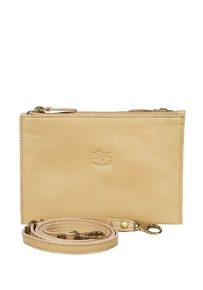 Il Bisonte double-zip leather clutch - Neutrals