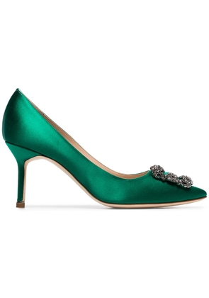 Manolo Blahnik Hangisi 70mm appliqué satin pumps - Green