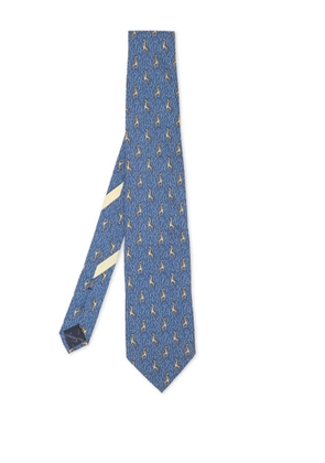 Ferragamo Pre-Owned giraffe-print silk tie - Blue