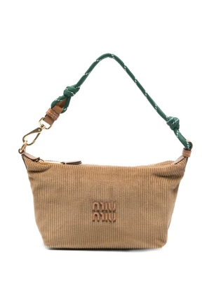 Miu Miu corduroy logo shoulder bag - Brown
