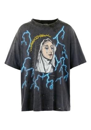 SAINT MXXXXXX lightning-print T-shirt - Grey