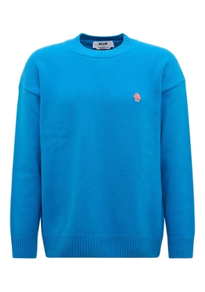 MSGM rose-embroidery crew-neck sweater - Blue