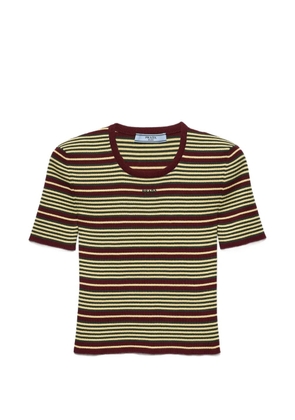 Prada short-sleeved striped cotton sweater - Green