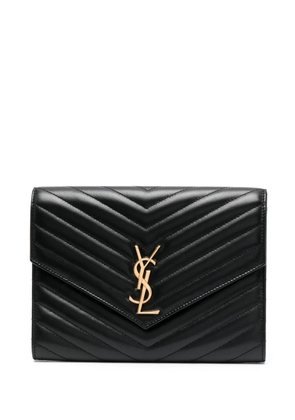 Saint Laurent Cassandre matelassé leather clutch bag - Black