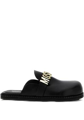 Moschino logo-plaque leather mules - Black
