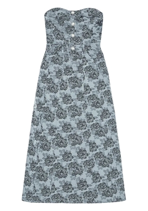 GANNI Botanical jacquard midi dress - Blue