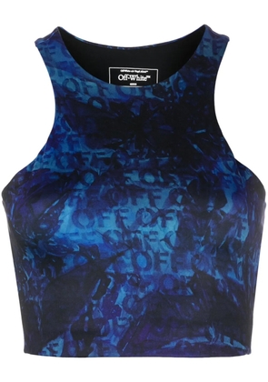 Off-White all-over logo-print crop top - Blue