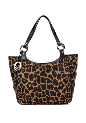 Fendi Pre-Owned 2010-2025 Leopard Print Chef Canvas handbag - Brown