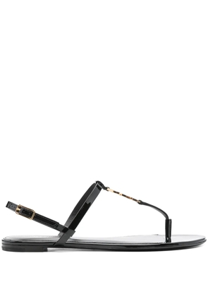 Saint Laurent Cassandra logo plaque sandals - Black