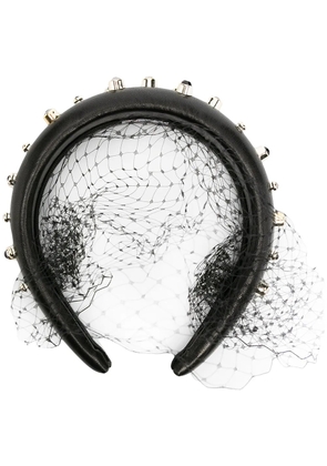 RED(V) rhinestone and veil-embellished headband - Black