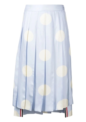 Thom Browne polka-dot print pleated silk skirt - Blue