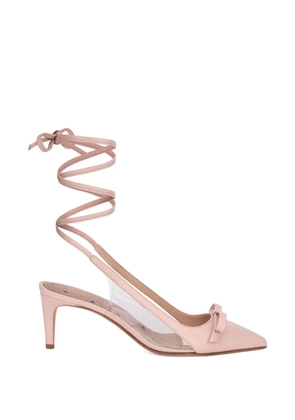 RED(V) bow-detail tie-up pumps - Pink