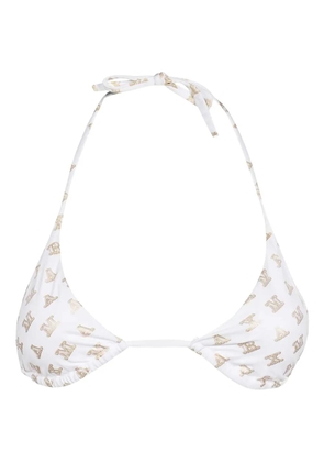 Max Mara logo-print triangle bikini top - White
