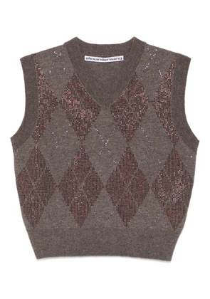 Alexander Wang argyle V-neck vest - Brown