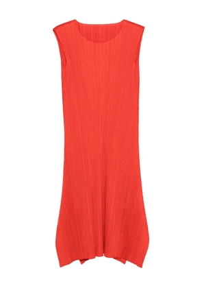 Pleats Please Issey Miyake pleated sleeveless midi dress - Red