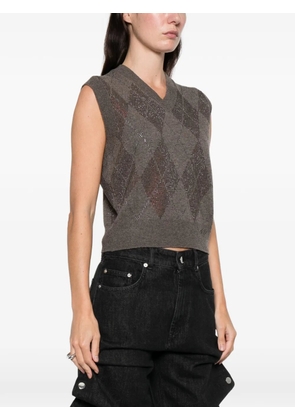 Alexander Wang argyle V-neck vest - Brown