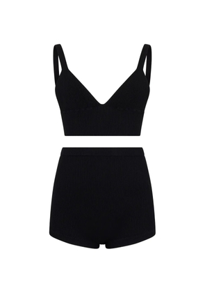 Valentino Garavani ribbed v-neck top and shorts set - Black