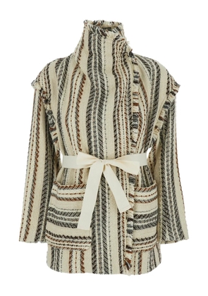 MARANT ÉTOILE Illisa striped fringed jacket - Neutrals