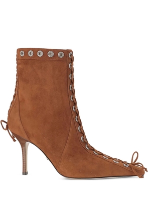 MACH & MACH 50mm lace-up studded boots - Brown