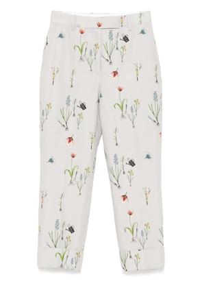 Thom Browne botanical-flower-printed high-waisted trousers - Grey