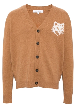 Maison Kitsuné Fox head intarsia cardigan - Neutrals