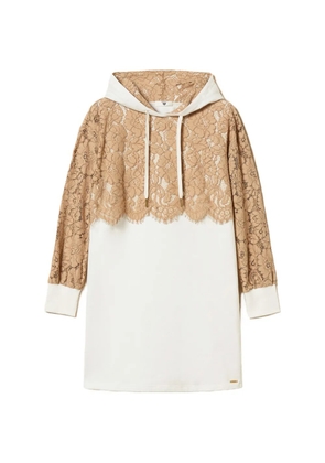 TWINSET lace-detail hooded dress - White