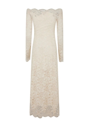 Rabanne off-shoulder lace midi dress - Neutrals