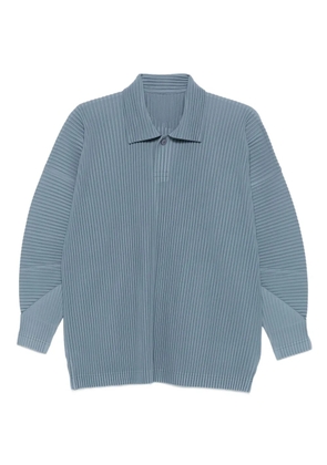 Homme Plissé Issey Miyake pleated long-sleeve polo shirt - Blue