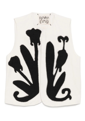 Kinyan Lam appliqué embroidered vest - Neutrals