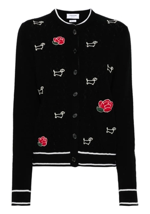 Thom Browne Hector And Rose embroidered wool cardigan - Black