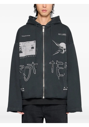 44 LABEL GROUP Commission raw-cut zip hoodie - Black