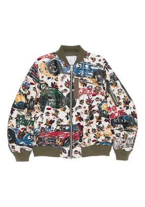 sacai tropical-print jacket - Neutrals