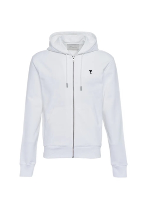 AMI Paris Ami-De-Coeur-embroidery hoodie - White