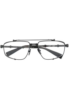 Balmain Eyewear clear-lens logo-plaque glasses - Black