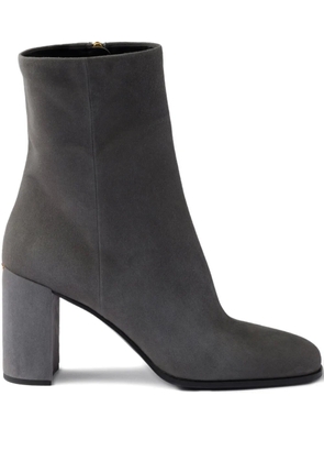 Prada 85mm suede block-heel boots - Grey