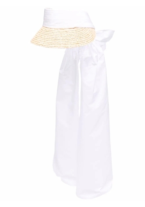 RED Valentino bow-detail straw visor - Neutrals