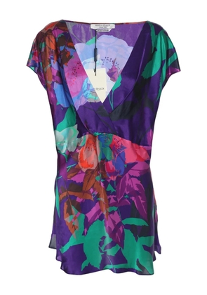 Marina Rinaldi floral-print V-neck blouse - Purple