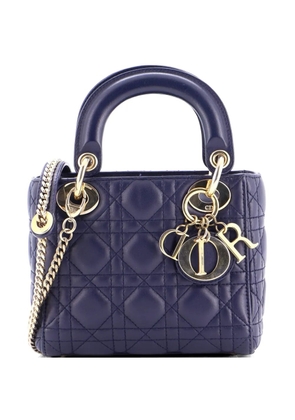 Christian Dior Pre-Owned Lady Dior Chain Bag Cannage Quilt Lambskin Mini satchel - Blue
