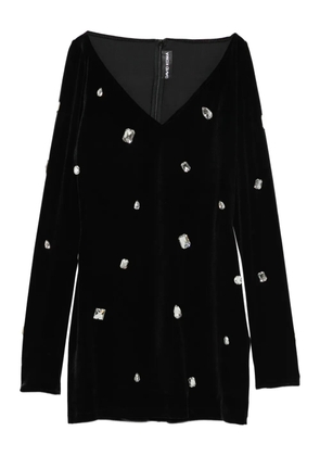 David Koma crystal-embellished V-neck dress - Black