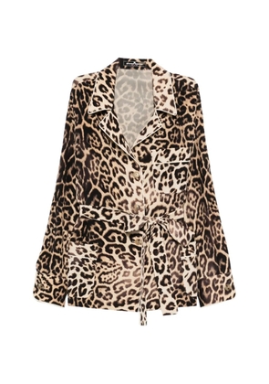 Ermanno Scervino leopard-print tie jacket - Brown