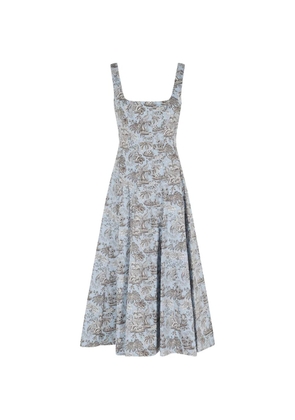 STAUD Wells square-neck toile midi dress - Blue
