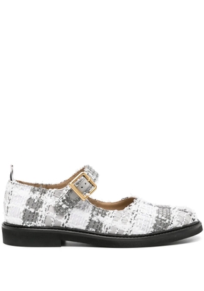 Thom Browne tartan-check tweed ballerina shoes - Grey