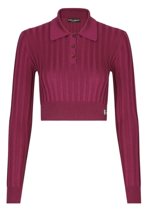 Dolce & Gabbana logo-plaque ribbed top - Pink