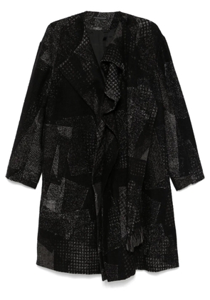 Y's patchwork-pattern coat - Black