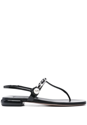 Miu Miu pearl-detail flat sandals - Black
