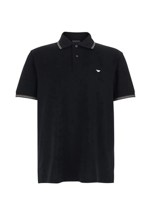 Emporio Armani embroidered trim polo shirt - Black