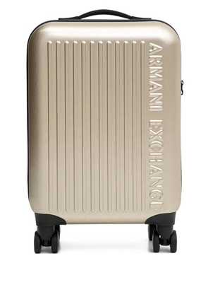 Armani Exchange embossed wheeled luggage - Gold