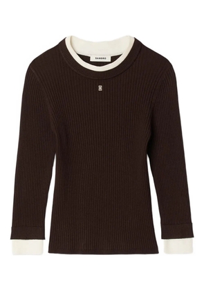 SANDRO ribbed round-neck top - Brown